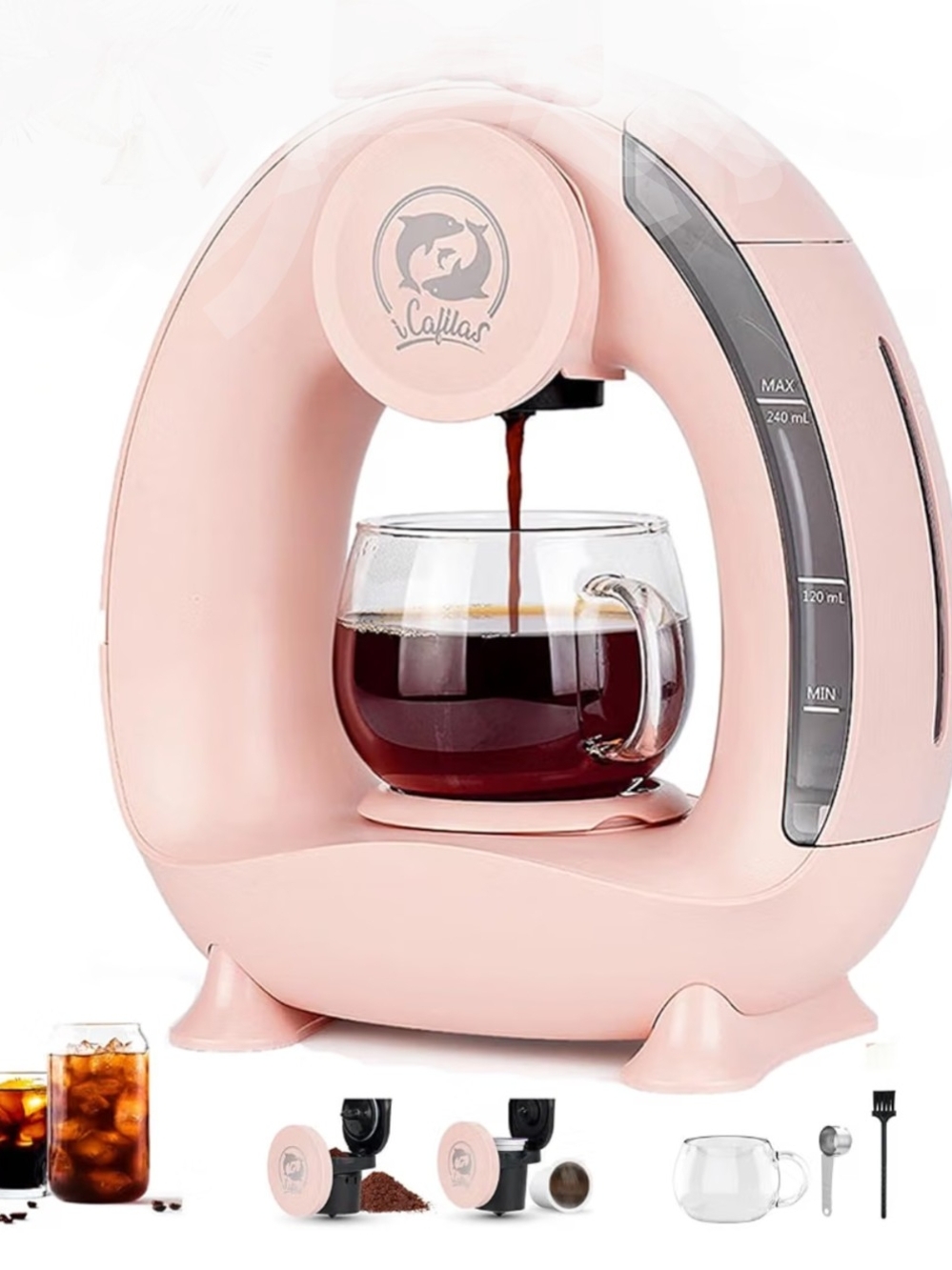Single-Serve Coffee Maker - Compact Home Brewer-Pink New - Picture 9 of 10